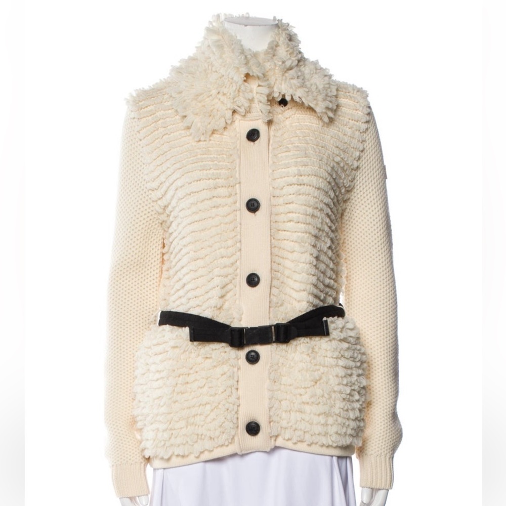 Moncler wool belted sweater jacket